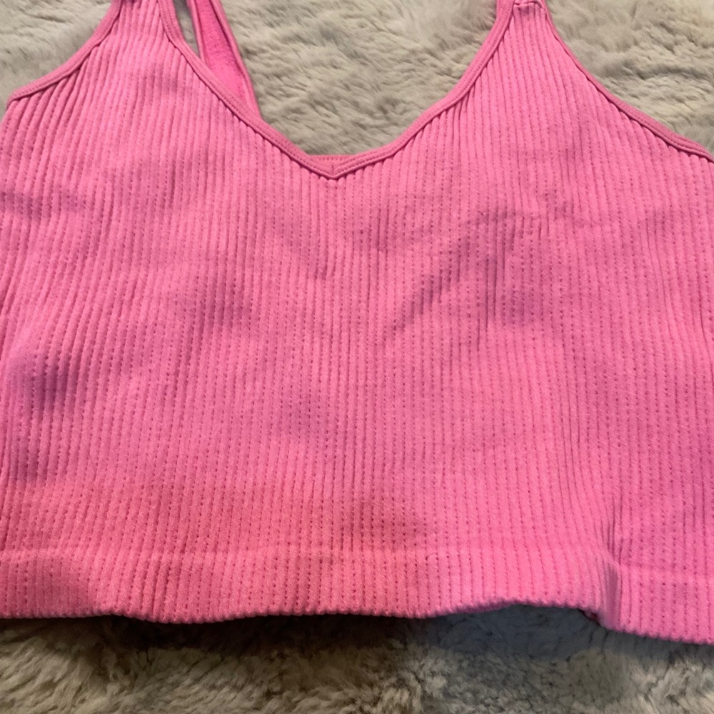 Bella Seamless Ribbed Crop Tank Size Small Hot‎ Pink Womens - Picture 2 of 5